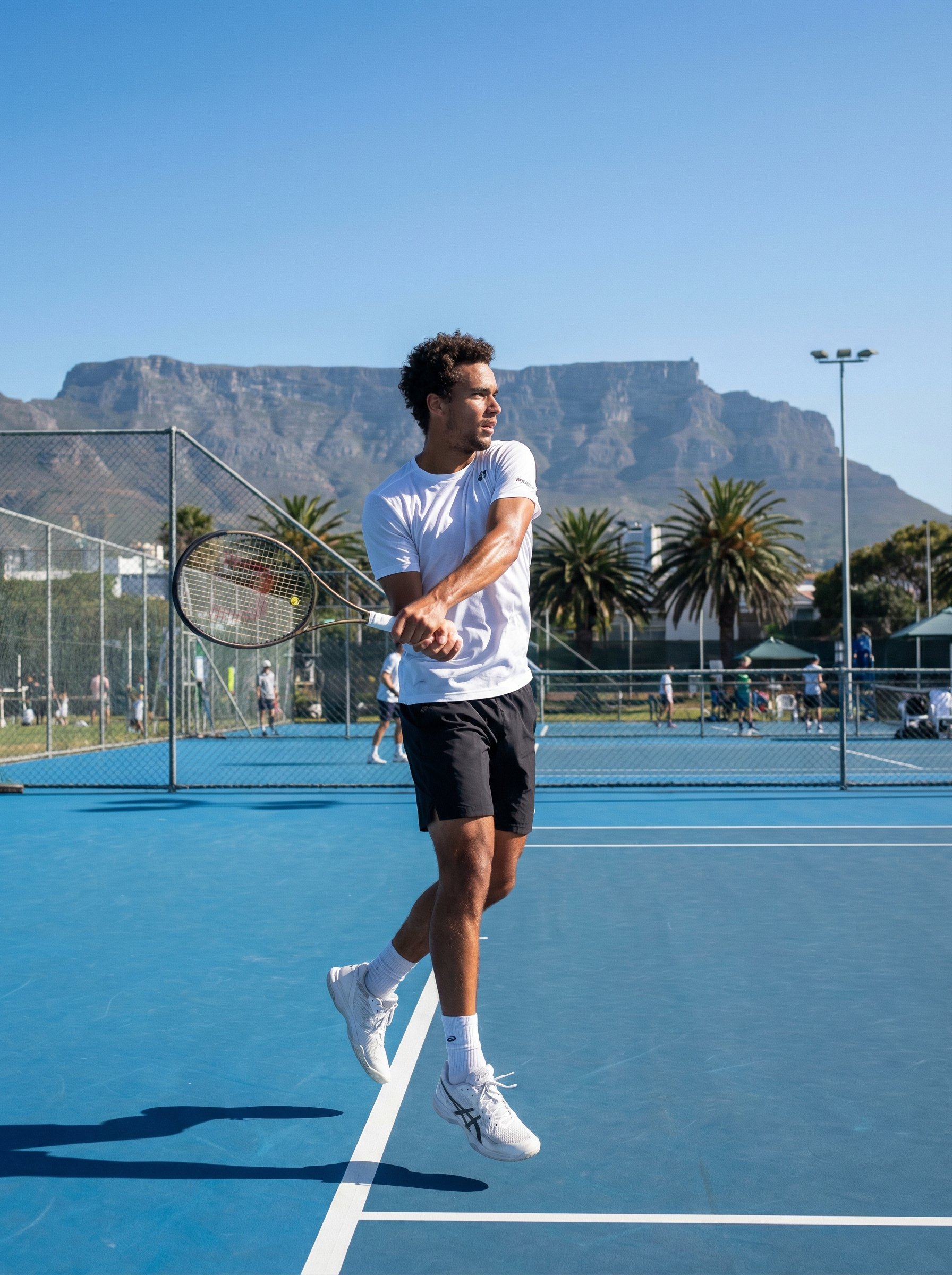 Professional tennis player training in Cape Town